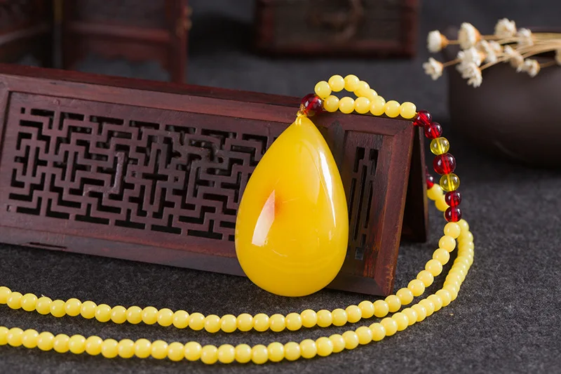 High Amber Floation Brine Beeswax Beads Necklace Fashion Pendant Bijoux Wrisband For Woman Gifts Drop Shipping | Украшения и