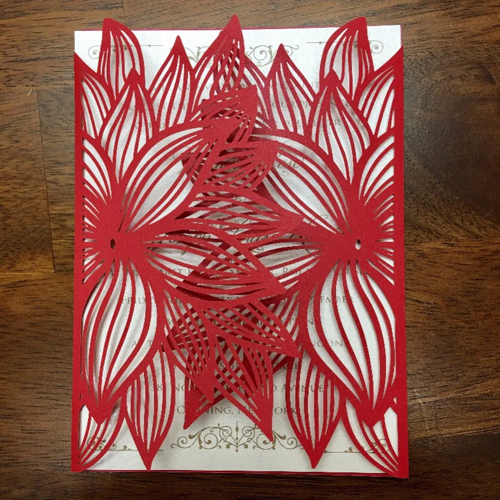 

50pcs Laser Cut Chinese Red Color Marriage Inviting Card Party Event Decoration Wedding Invitation Card