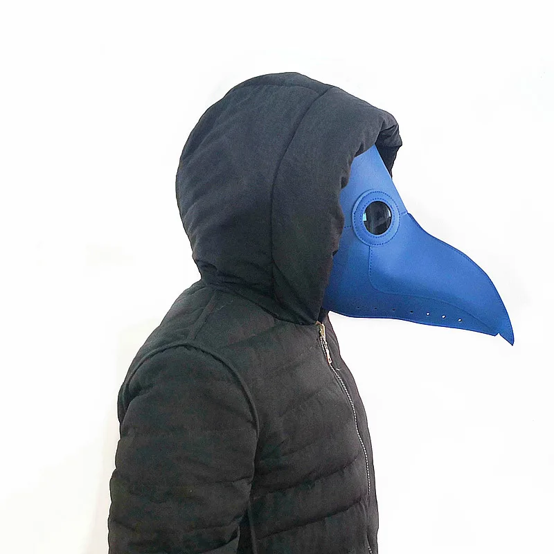 Синий Чума доктор Costum маска клюв доктор птица пара панк маска длинный нос Косплей наряд Необычные маски Готический Ретро Рок Хэллоуин - Цвет: Синий
