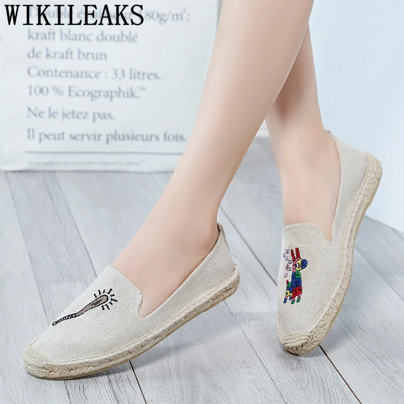 Обувь без шнуровки для Для женщин дамские туфли на плоской подошве Эспадрильи