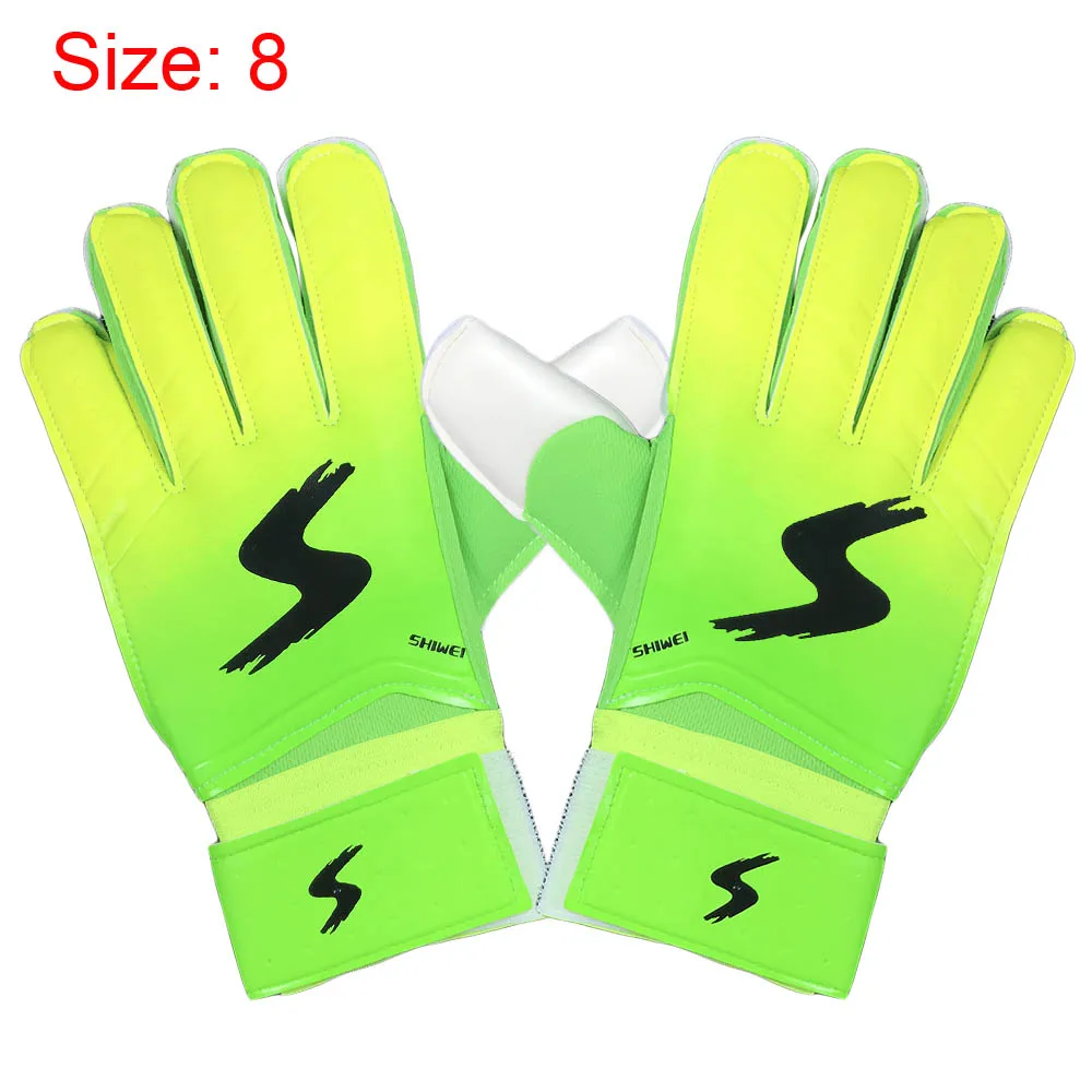 green size 8 Новые профессиональные перчатки защита пальцев латексный футбольный вратарь перчатки дышащие спортивные футбольные перчатки 3 цвета - Цвет: green size 8