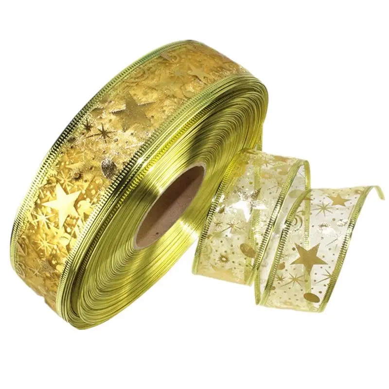 FunPa 100 ярдов Рождественская лента блестящая круглая звезда узорная елка