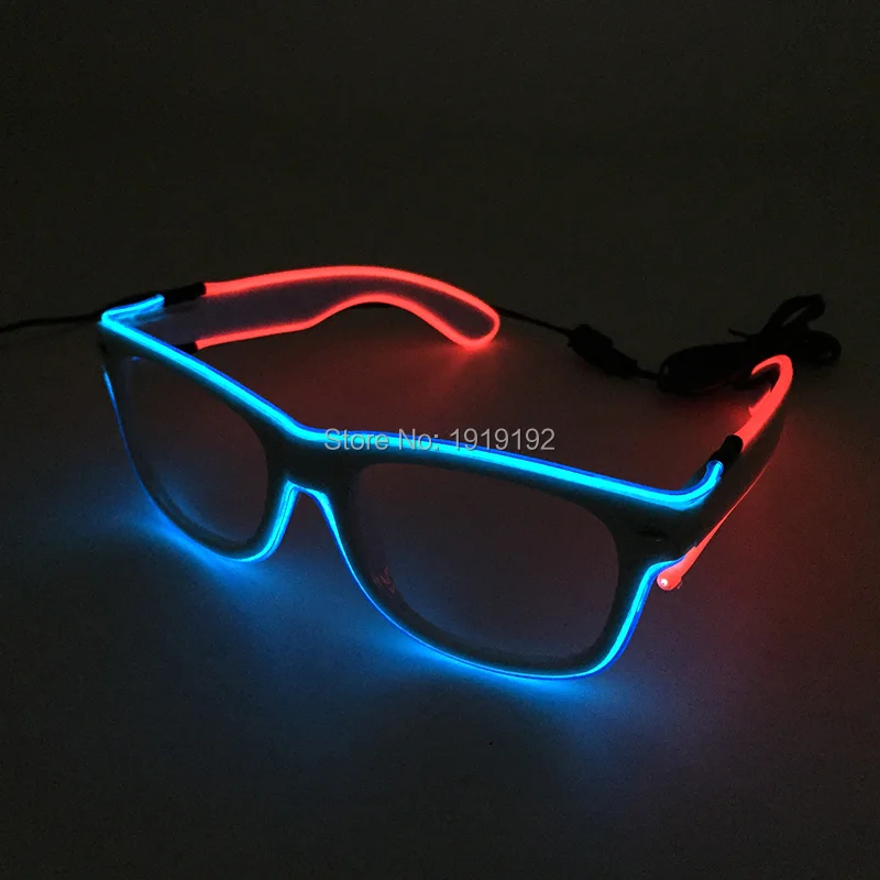 

Hot Sales Flashing Double colors Glowing Glasses Powered By DC-3V EL Wire Cold Light LED Glasses Crazy Discos Party Decoration