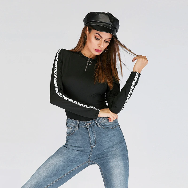 Женский комбинезон с длинным рукавом GOPLUS черный большого размера сексуальная