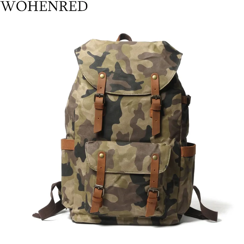 

WOHENRED Canvas Camouflage Backpack Men Large Capacity Military Travelling Rucksack High Quality Waterproof Laptop School Bags