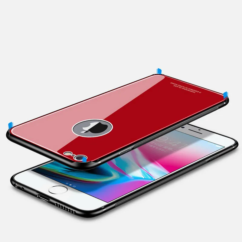 SemgCeKen роскошный стеклянный зеркальный чехол для iPhone 5 5S SE 6 s 6s 6plus 7 plus 7 plus 8 8 plus силиконовый Жесткий чехол для телефона