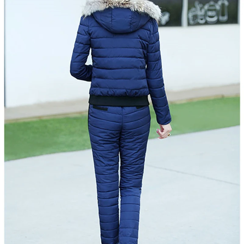 Меховой воротник теплая Модная дутая куртка с капюшоном костюмы 2017 Для женщин