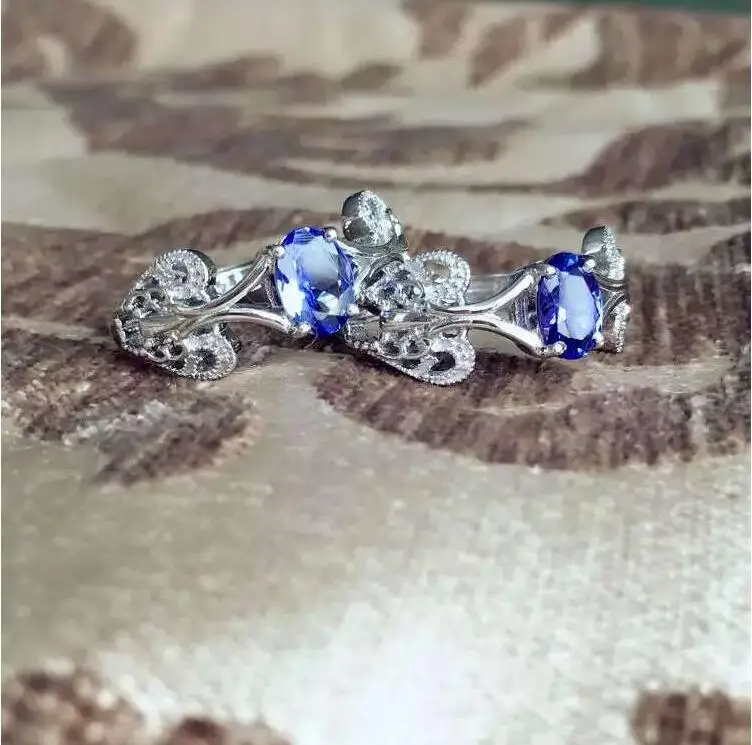 Танзанит кольцо Бесплатная доставка настоящая и натуральный 925 серебро вокруг