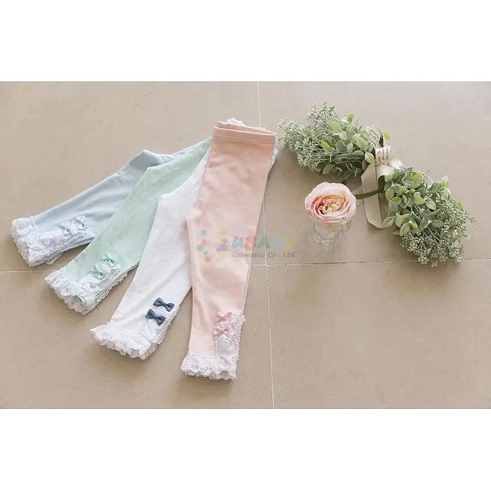 Детские леггинсы из коллекции лето 2016 года хлопка для девочек с кружевом и