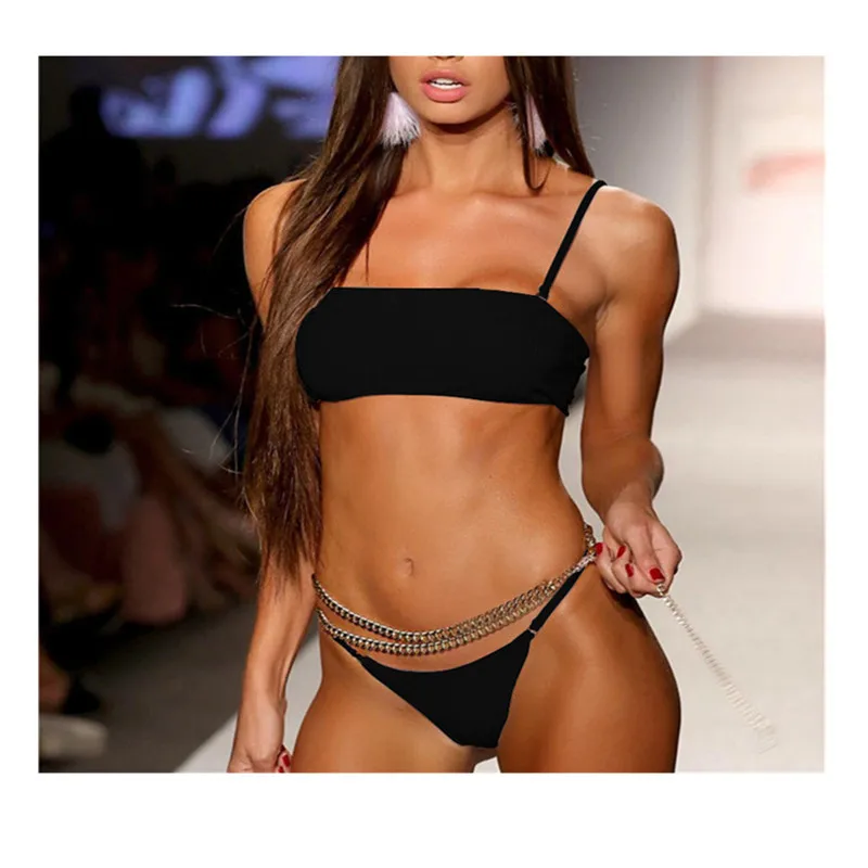 2018 женский бикини сексуальный бандажный купальник с лямкой на шее пляжные