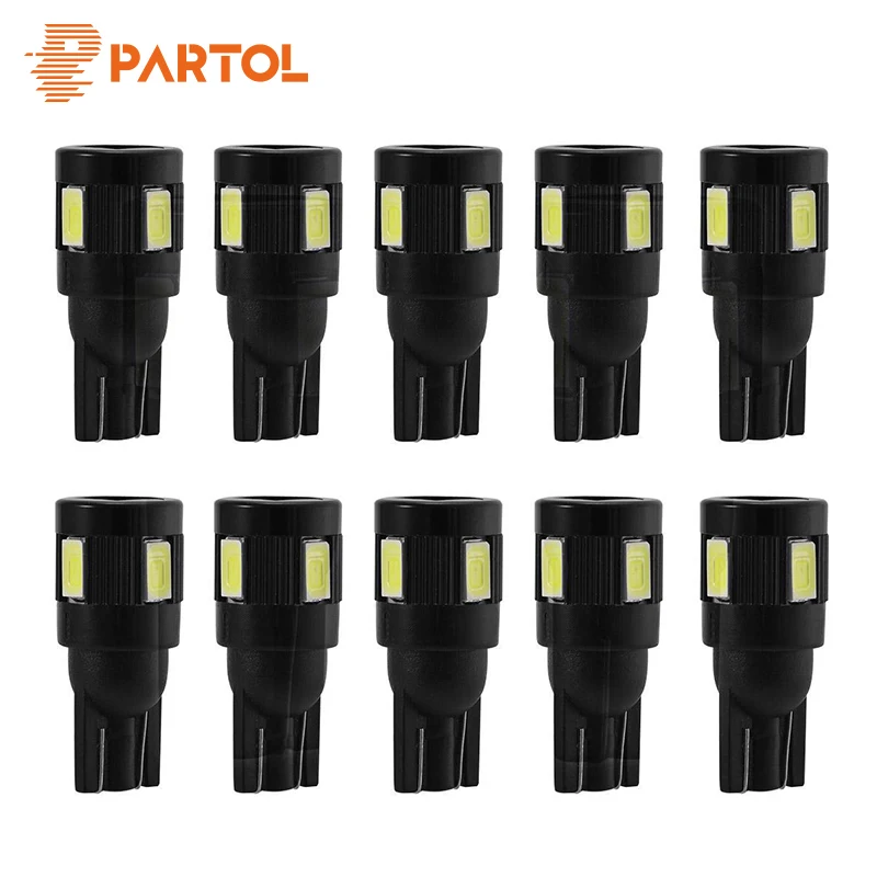 Partol 10 шт. T10 W5W 194 Светодиодные лампы SMD 5630 Автомобильные фары 168 поворотные