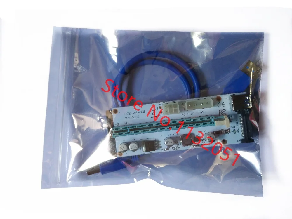 

10pcs VER008S Molex 4Pin SATA 6PIN PCIE PCI-E PCI Express Riser Card Adapter 1X to 16X USB3.0 Extender BTC Mining Miner