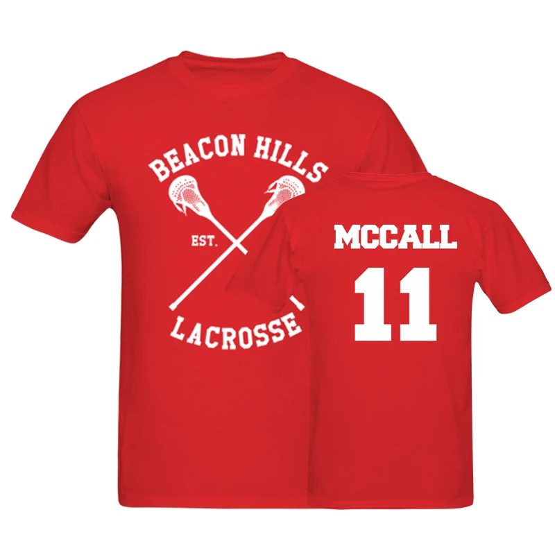 Mccall 11 Маяк холмы Лакросс Футболка мужская Волк Stiles топы тройники Мужская