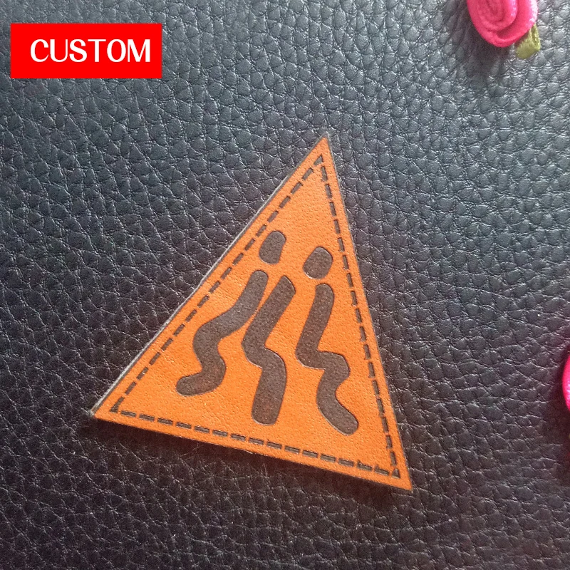 Factory Customized Metal PU Leather Embossed Logo Sew-On Clothing Labels for Private Label Branding image 3