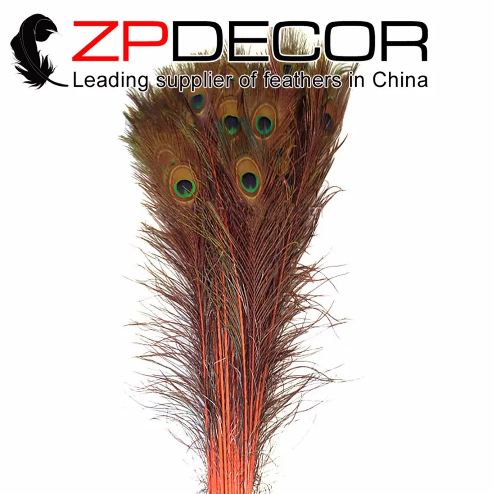 № Zpdecor Массовая 100 шт./лот 40-45 см(16-18 дюйм(ов) непосредственно окрашенные оранжевый павлиньи перья