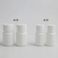 500pcs White plastic bottle with screw cap 10ml 15ml bottles for pills HDPE medical capsule container with tamper proof cap