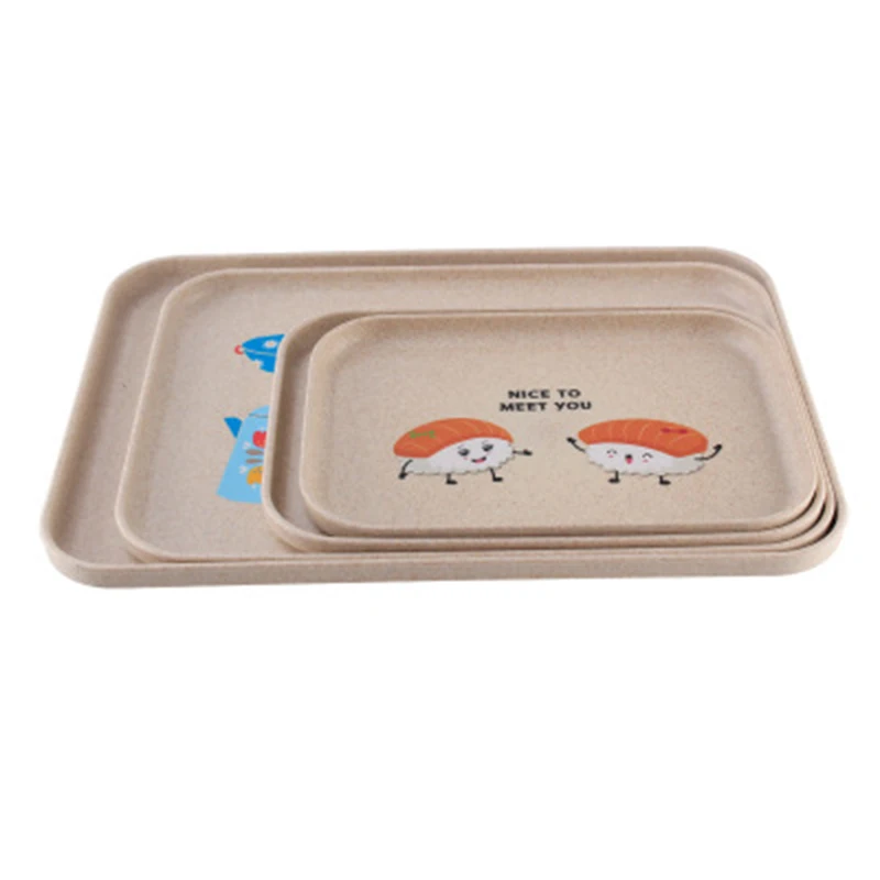 Экологичный прямоугольный пластиковый поднос для завтрака из пшеничного