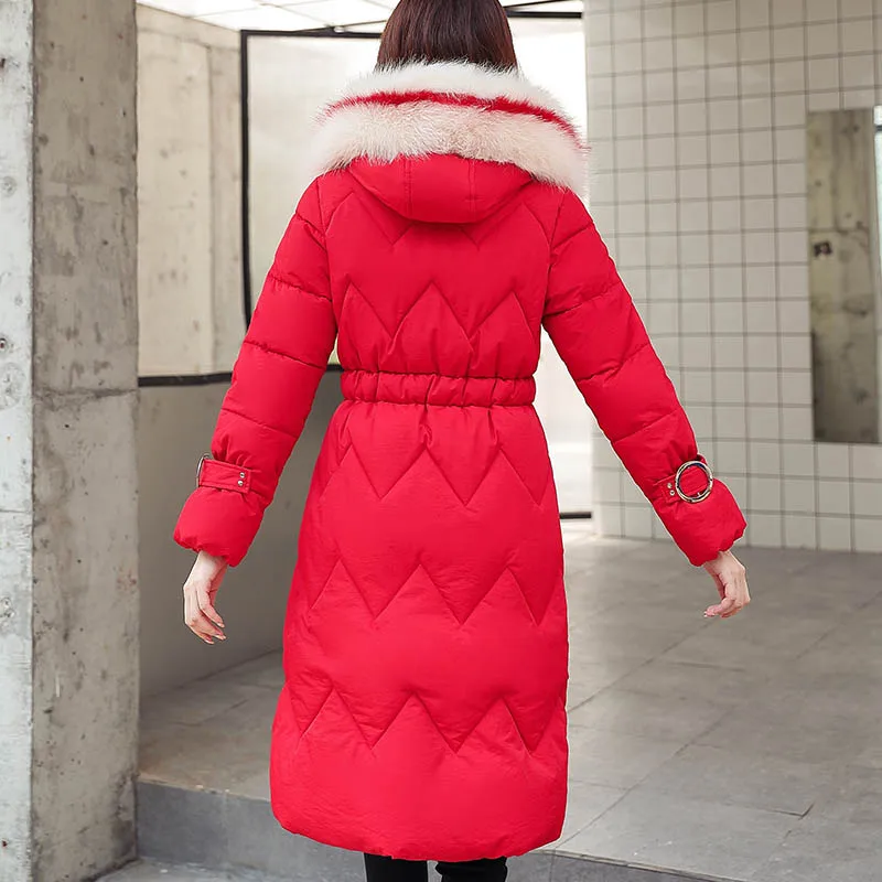 Winter parkas jackets new women's coats elegant fashion fur collar hooded thick long jacket winter snow coat parkas jackets