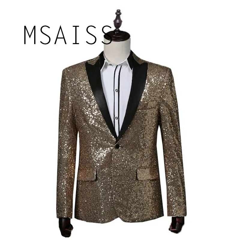 

paillette male Sequins Stage Costumes Men terno Suit MC Host Clothing Singer Suits & Blazer show jacket outerwear
