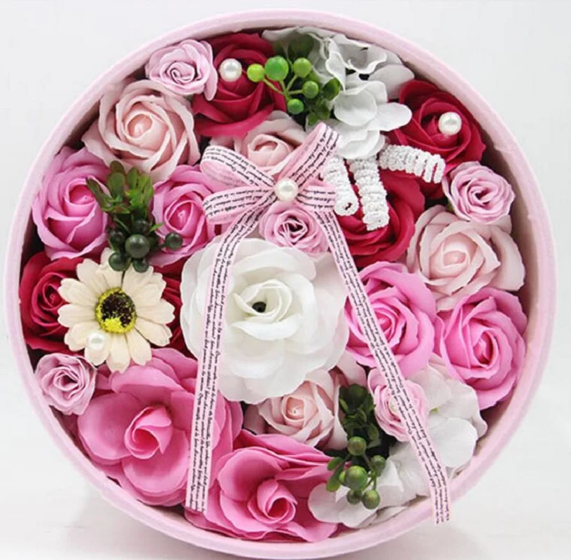 Мыло РОЗА Подсолнух цветок с лентой подарочная коробка для свадьбы Валентина