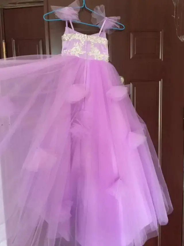 Бесплатная доставка тонкие лямки Тюлевое фиолетового цвета для детей ясельного