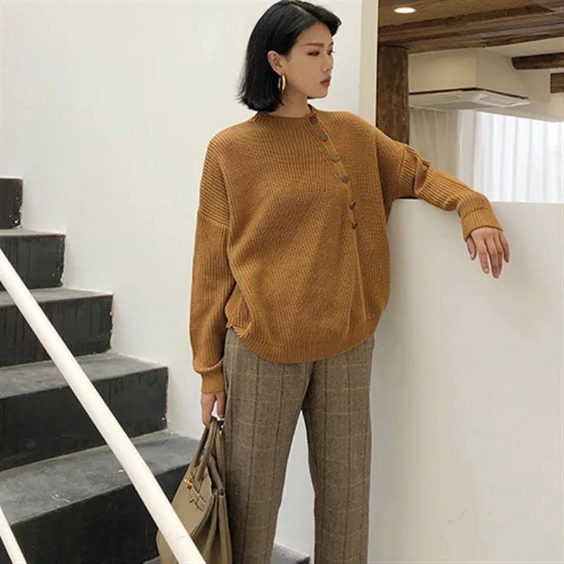 HziriP 2018 Autumn Fresh Women Sweet Sweaters Knitted Solid Pullovers Long Sleeve Fashion Female Tide Ladies Sweater 2 Colors | Женская