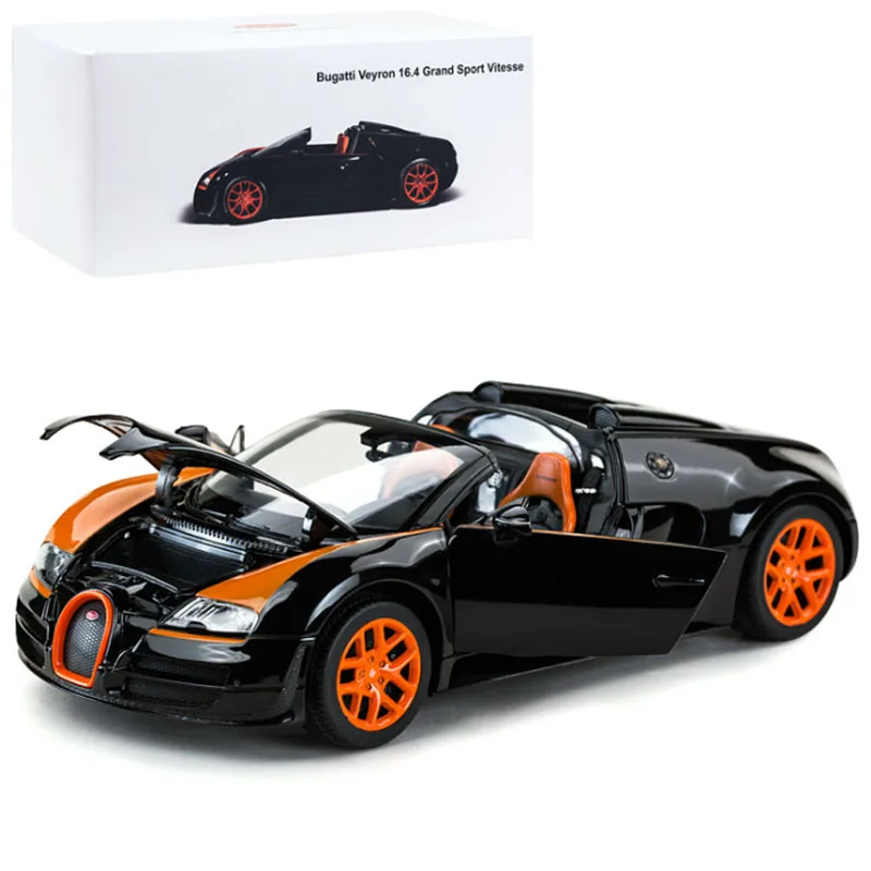 Black 1:18 Модель автомобиля игрушки Bugatti Veyron 16,4 Grand Sport Vitesse литая под давлением гоночная модель автомобиля оригинальная коробка для детей рождественские подарки - Цвет: Black
