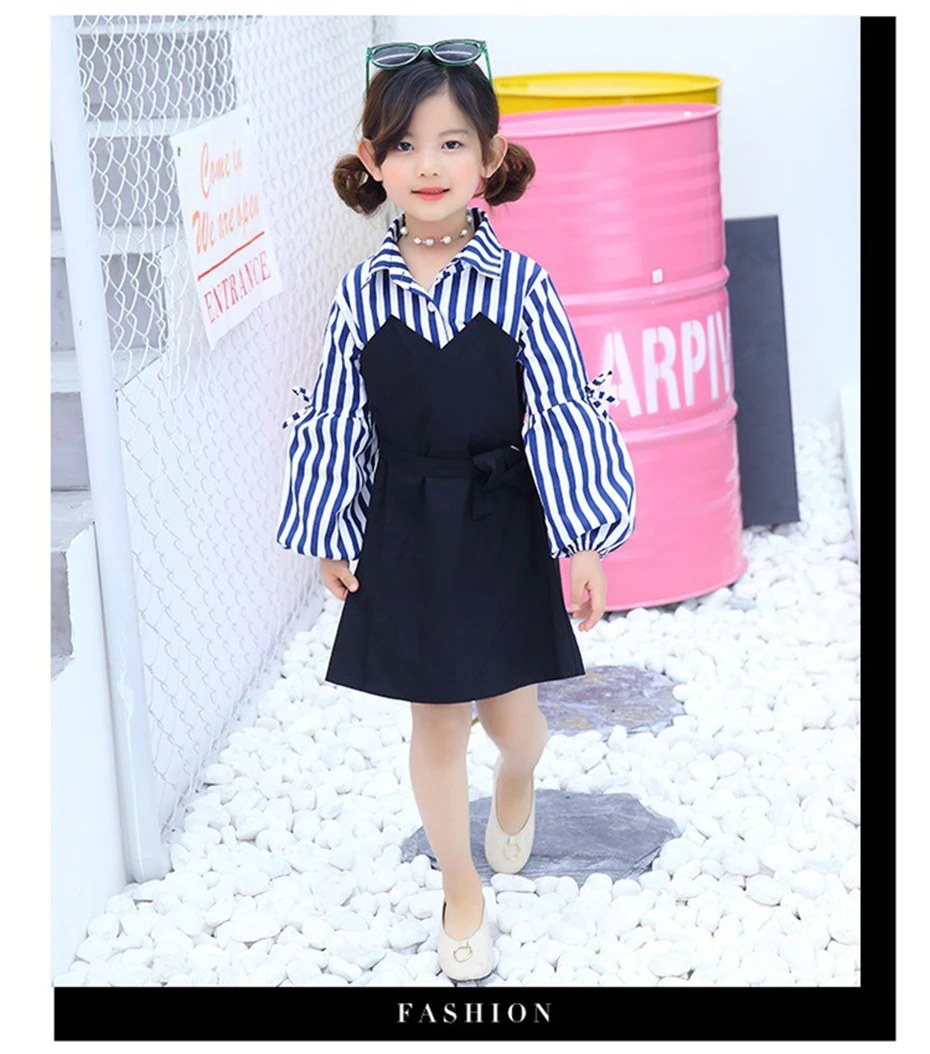 Abesay Autumn Long Sleeve Dresses For Girls Striped Girls Dresses Fashion Dresses Kids Teenage Winter Kids Clothing 6 8 12 Years