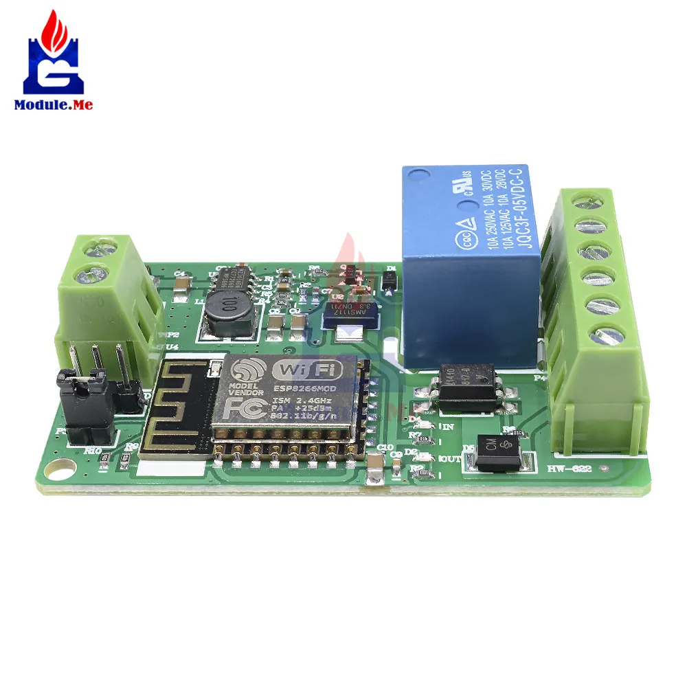 ESP8266 ESP-12F wifi беспроводной модуль 1 канал Релейный Щит защита от перегрузки по току Wi-Fi сетевой релейный модуль 10A DC 7-30 в