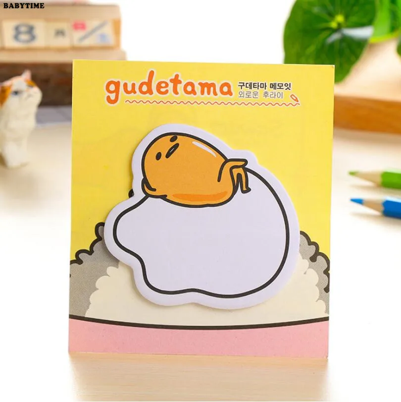 2PCS Cute Kawaii Gudetama Lazy Egg Self-Adhesive Memo Pads Sticky Notes Post It Decorative Bookmark School Office Supply | Канцтовары