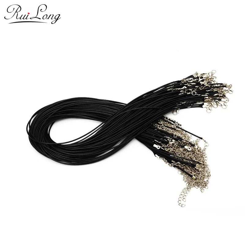 Черная Вощеная цепочка для ожерелья 10 шт./лот 1 5 мм с застежкой лобстером