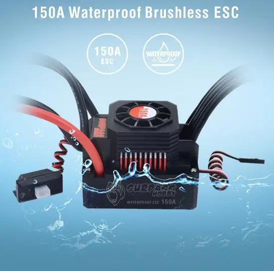 Водонепроницаемый 25A 35A 45A 60A 80A 120A 150A ESC бесщеточный, Скорость контроллер для 1/8 1/10 1/12 1/20 RC автомобиль - Цвет: 150A ESC