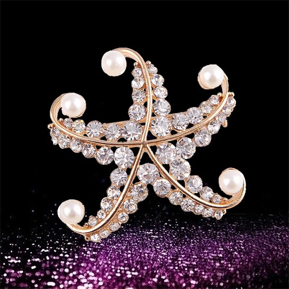Для женщин 2018 Новый животных Броши starfish Кристалл инкрустированные крыла Перл