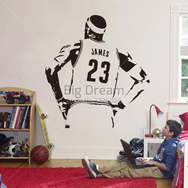 Дизайн, виниловые наклейки на стену NBA James, сделай сам, домашний декор, баскетболист, наклейки, спортивная звезда, для детской комнаты