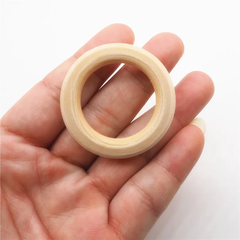 Chenkai 50pcs 40mm 1.6'' baby Wooden Teether Ring Nature Wooden Teething infant shower pacifier dummy chewing sensory 10cm toy