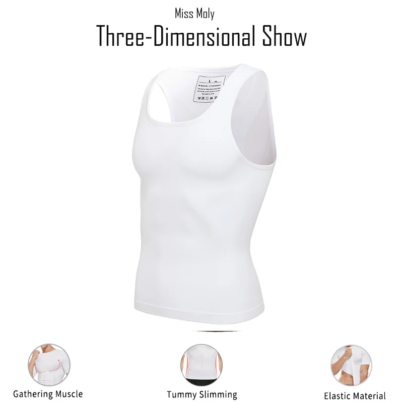 Sleeveless White Мужское Корректирующее белье, Корректирующее белье с контролем живота, моделирующее нижнее белье, Корректирующее белье, корсет для похудения - Цвет: Sleeveless White