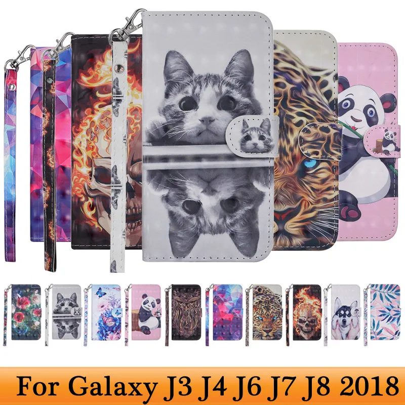 Чехол для J4 2018 чехол Samsung Galaxy J3 J6 J7 J8 кожаный книжка с бумажником 2018|Чехлы-портмоне|