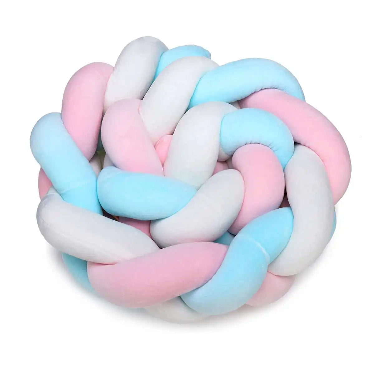 White powder blue 1,5 м минимализм хлопок детские постельные принадлежности кроватки бамперы Crea. tive Плетеный длинный узел мяч Подушка протектор подушка Новорожденный ребенок - Цвет: White powder blue