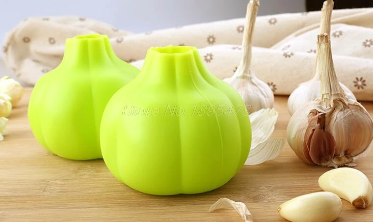 

100PCS garlic peeling device creative practical kitchen tools magic silicone garlic style household food grade green color