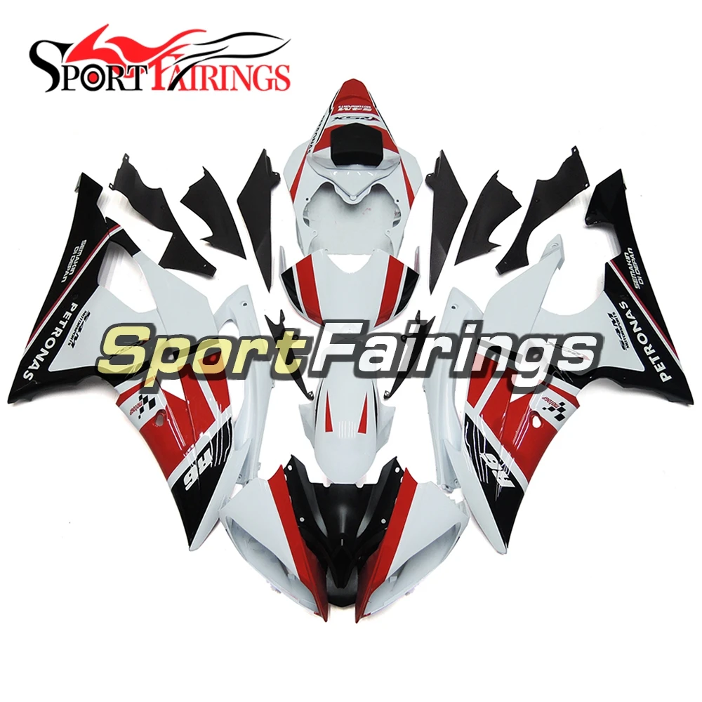 

Red White Bodywork for Yamaha YZF-600 R6 2008 2016 08 09 10 11 12 13 14 15 16 ABS Plastic Injection Panels Fairing Body Kit Hull