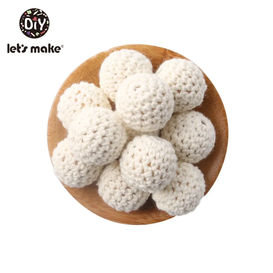 12 Let'S Make 20 мм 10 шт деревянные вязаные бусины жевательные бусины Diy деревянный Прорезыватель жемчужный бисер для детской кроватки игрушка сенсорная погремушка Детская Игрушка прорезыватель - Цвет: 12