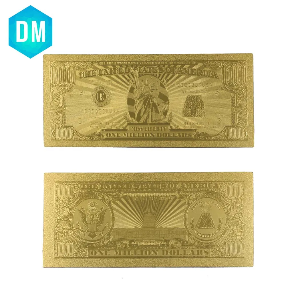 США 24 k золото Plated позолота один миллион долларов банкнот Банкноты поддельные
