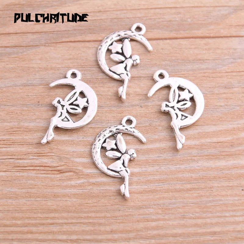 Pulchrode 20 шт 16*26 мм продукт три цвета Луна Ангел подвески для девушки кулон ювелирные изделия металлический сплав ювелирные изделия Маркировка