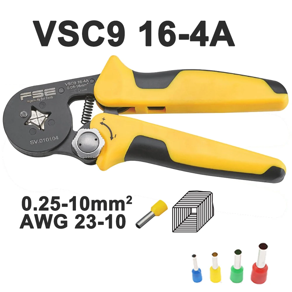 Обжимные плоскогубцы VSC8 10-6A 6-4C VSC9 16-4A 0,08-16mm2 26-5AWG для трубки тип иглы терминал ручные регулируемые инструменты - Цвет: VSC9 16-4A