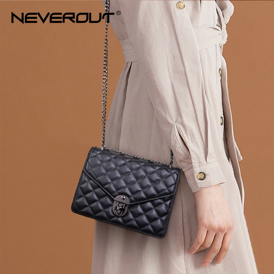 Женская наплечная Сумочка с ремешком на цепочке NEVEROUT Маленькая кожаная