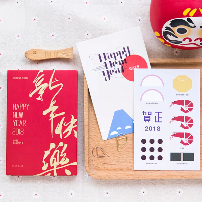 30 шт./лот 2018 открытка с Новым годом Поздравительная на день рождения Рождество