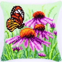 125 Бабочка DIY Набор для рукоделия Подушка с вышивкой из акриловой пряжи Гобелен Холст Подушка передняя Вышивка крестом Наволочка - Цвет: Белый