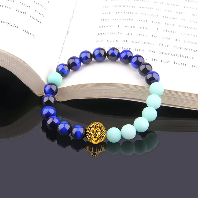 Натуральный золотой камень лев браслет Серебряный Подвеска из Малахита Для