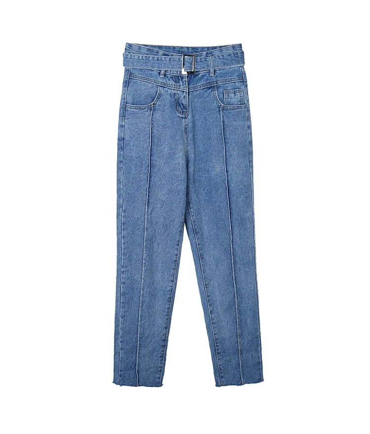 

Women High Waist BeltHarlan Jeans Fashion Spring 2020 New Loose Denim Pants
