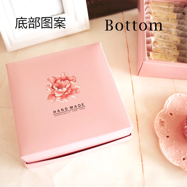 Коробка с крышкой и поддоном для цветов розового цвета коробка пирожных печенья